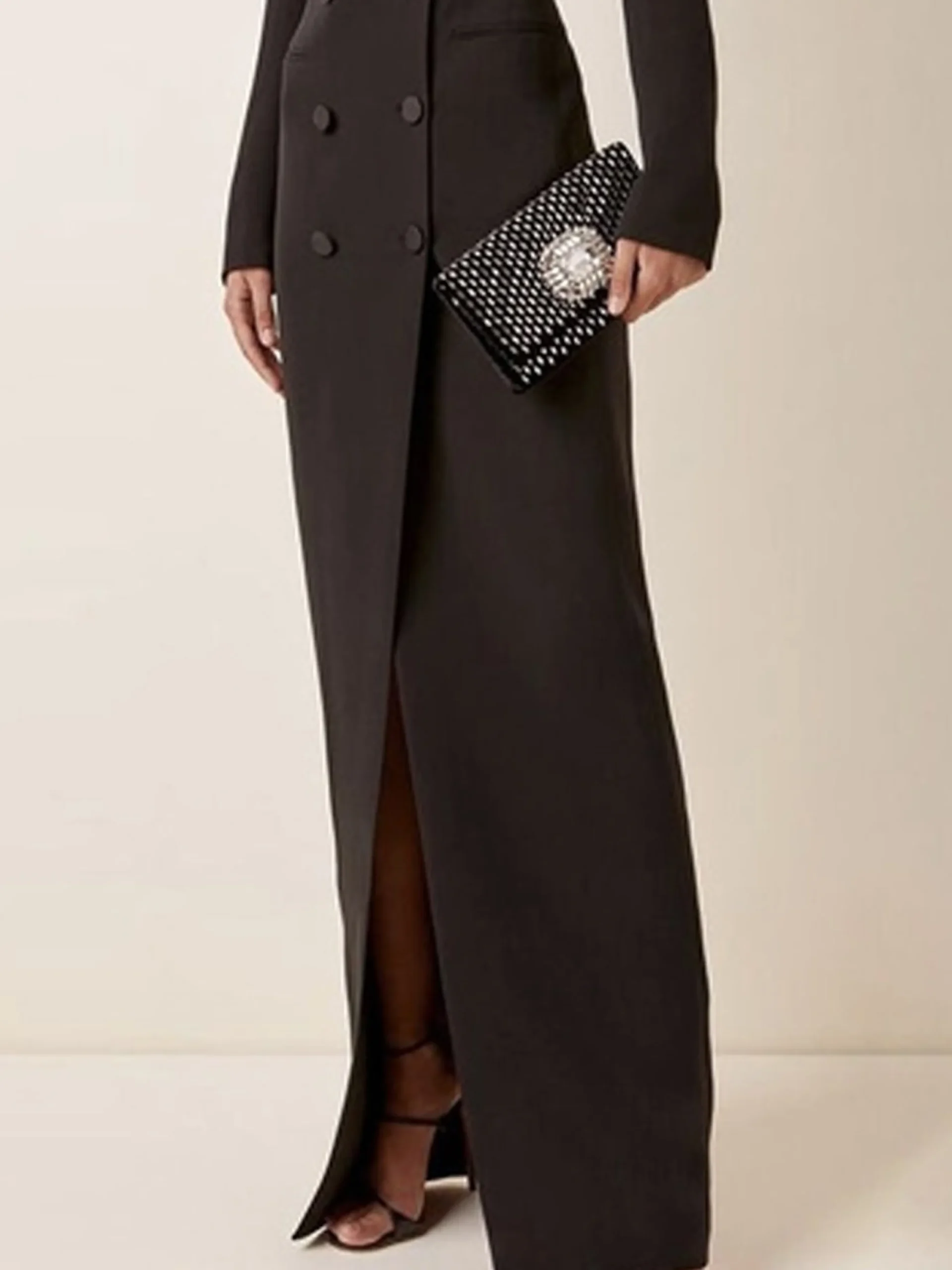 Urban Lapel Collar Long Tuxedo Dress