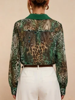 Urban Leopard Printing Shirt Collar Shirt