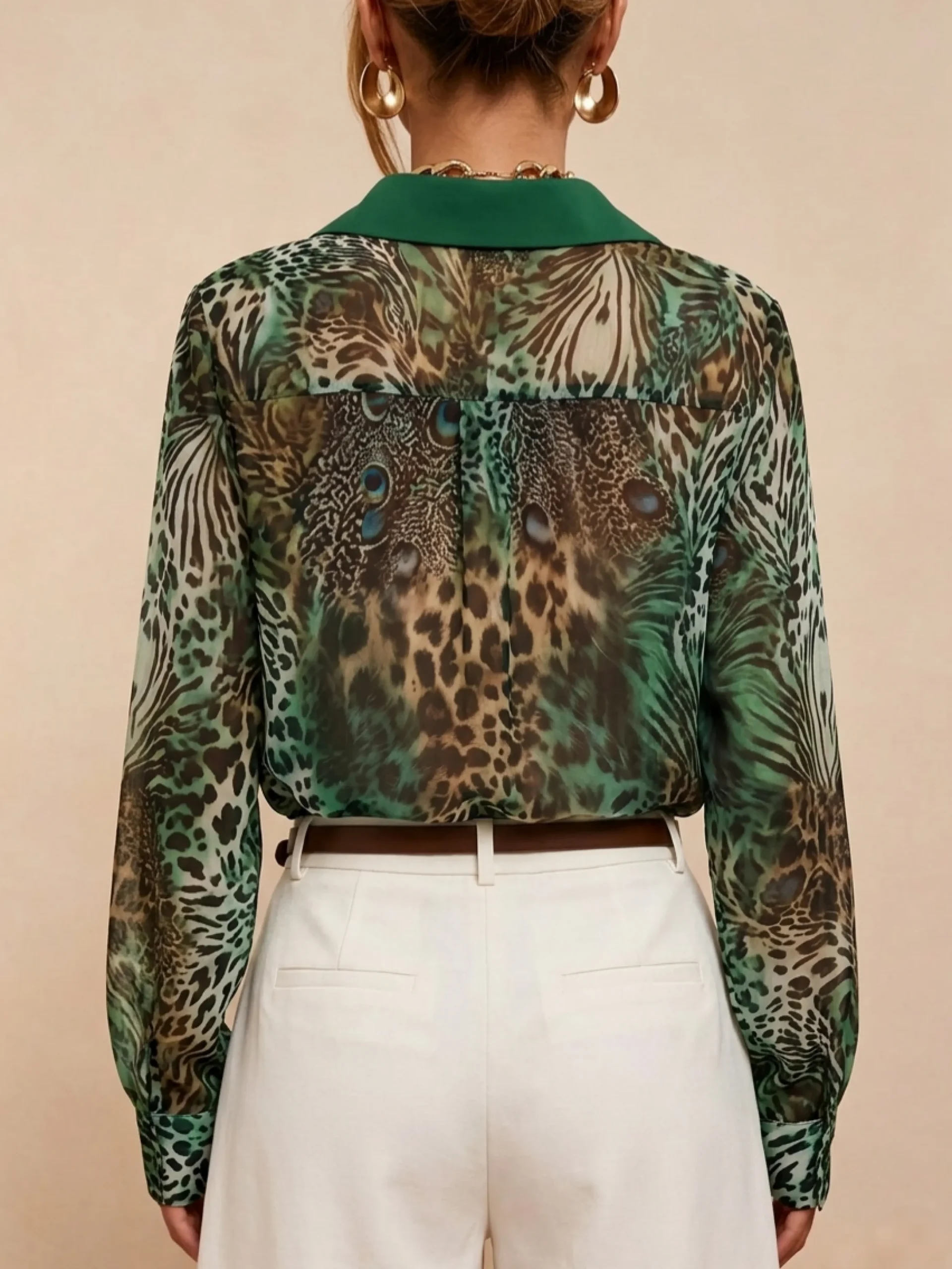 Urban Leopard Printing Shirt Collar Shirt