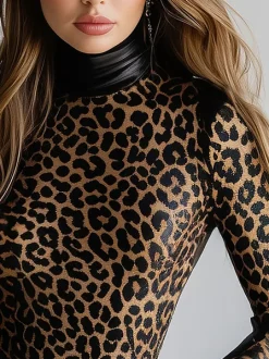 Urban Leopard Turtleneck Blouse