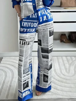 Urban Letter Pattern Printing Wide Leg Pants
