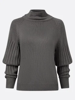 Urban Minimalist Turtleneck Puff Sleeve Sweater