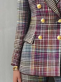 Urban Multi-Plaid Lapel Blazer