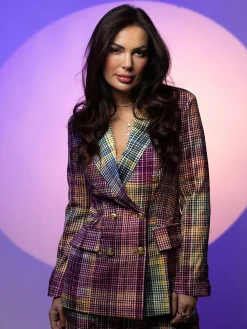Urban Multi-Plaid Lapel Blazer