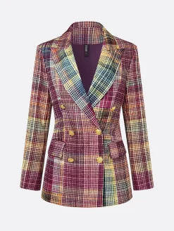 Urban Multi-Plaid Lapel Blazer