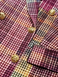 Urban Multi-Plaid Lapel Blazer
