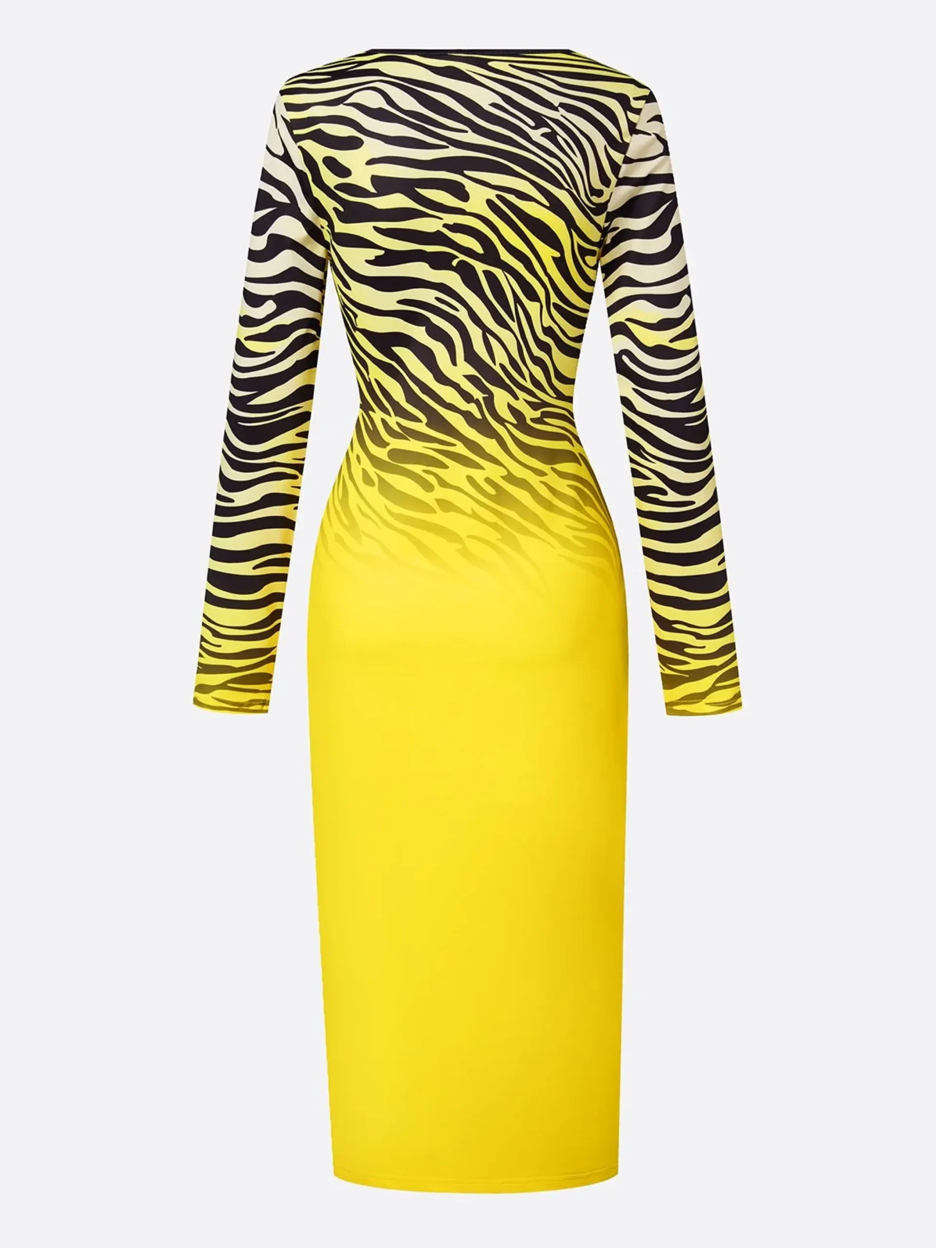 Urban Ombre Printing Crew Neck Midi Dress
