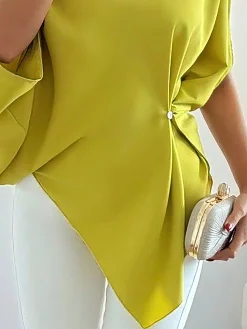 Urban Plain Buttoned Blouse