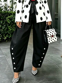 Urban Plain Buttoned Fashion Pants