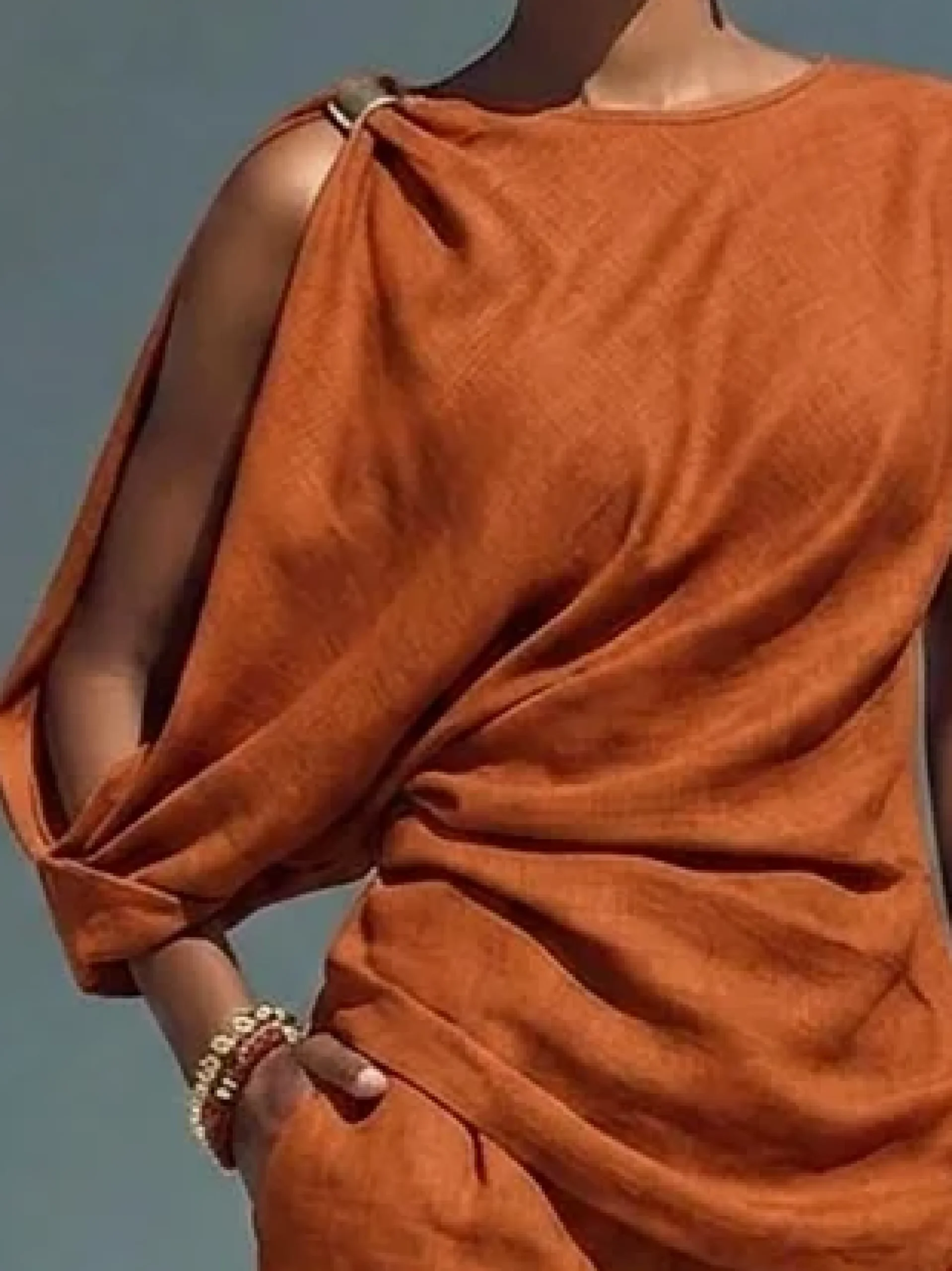 Urban Plain Cotton Linen Sleeveless Blouse Chic Off-Shoulder Summer Daily Top