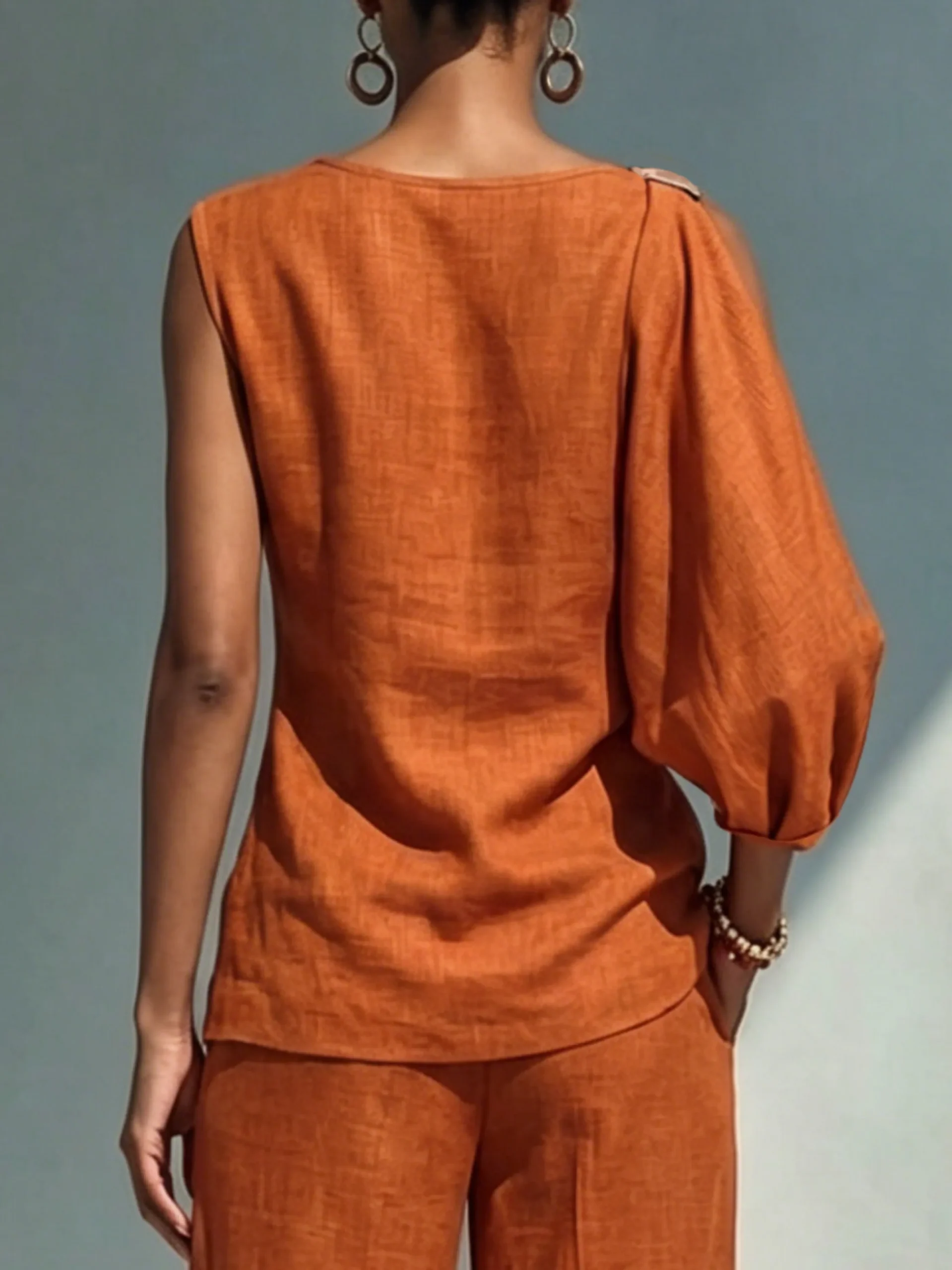 Urban Plain Cotton Linen Sleeveless Blouse Chic Off-Shoulder Summer Daily Top