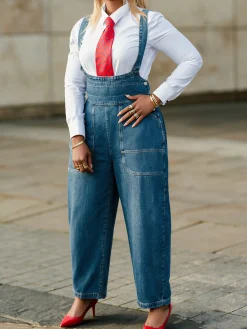 Urban Plain Denim Bib Pants