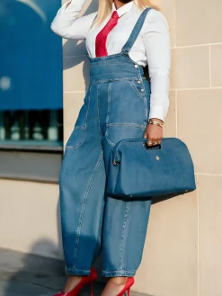 Urban Plain Denim Bib Pants
