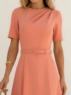 Urban Plain Dress With Belt