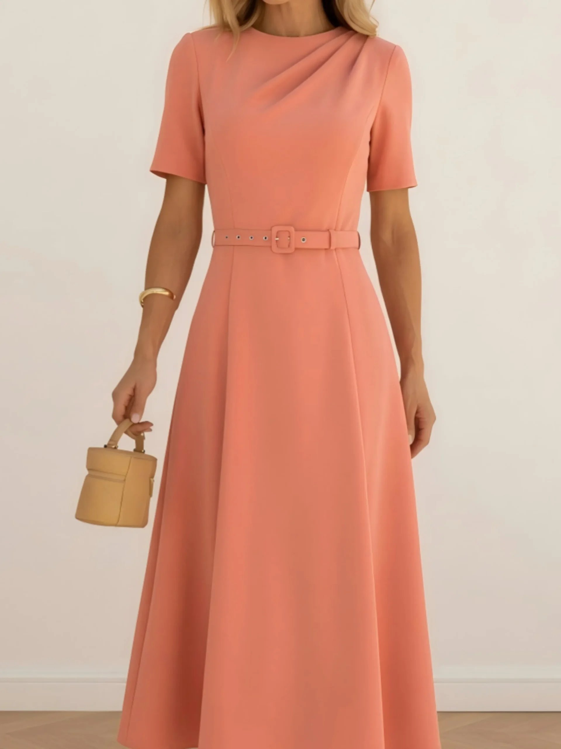 Urban Plain Dress With Belt