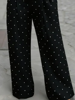 Urban Plain Hot Drilling Wide Leg Pants