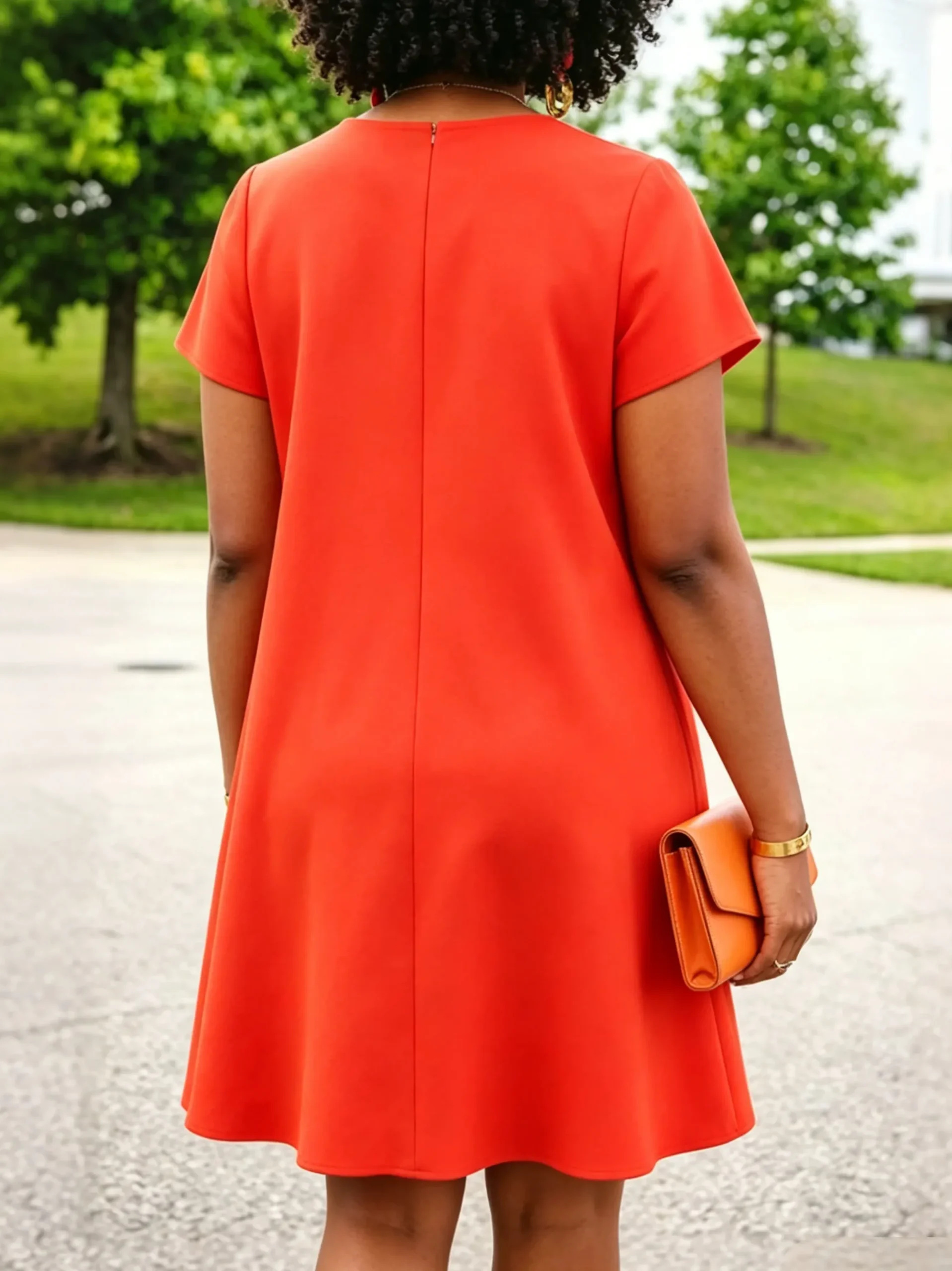 Urban Plain Knee Length Dress