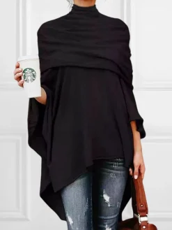 Urban Plain Loosen Turtleneck Shirt