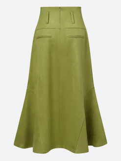Urban Plain Midi Faux Leather Skirt