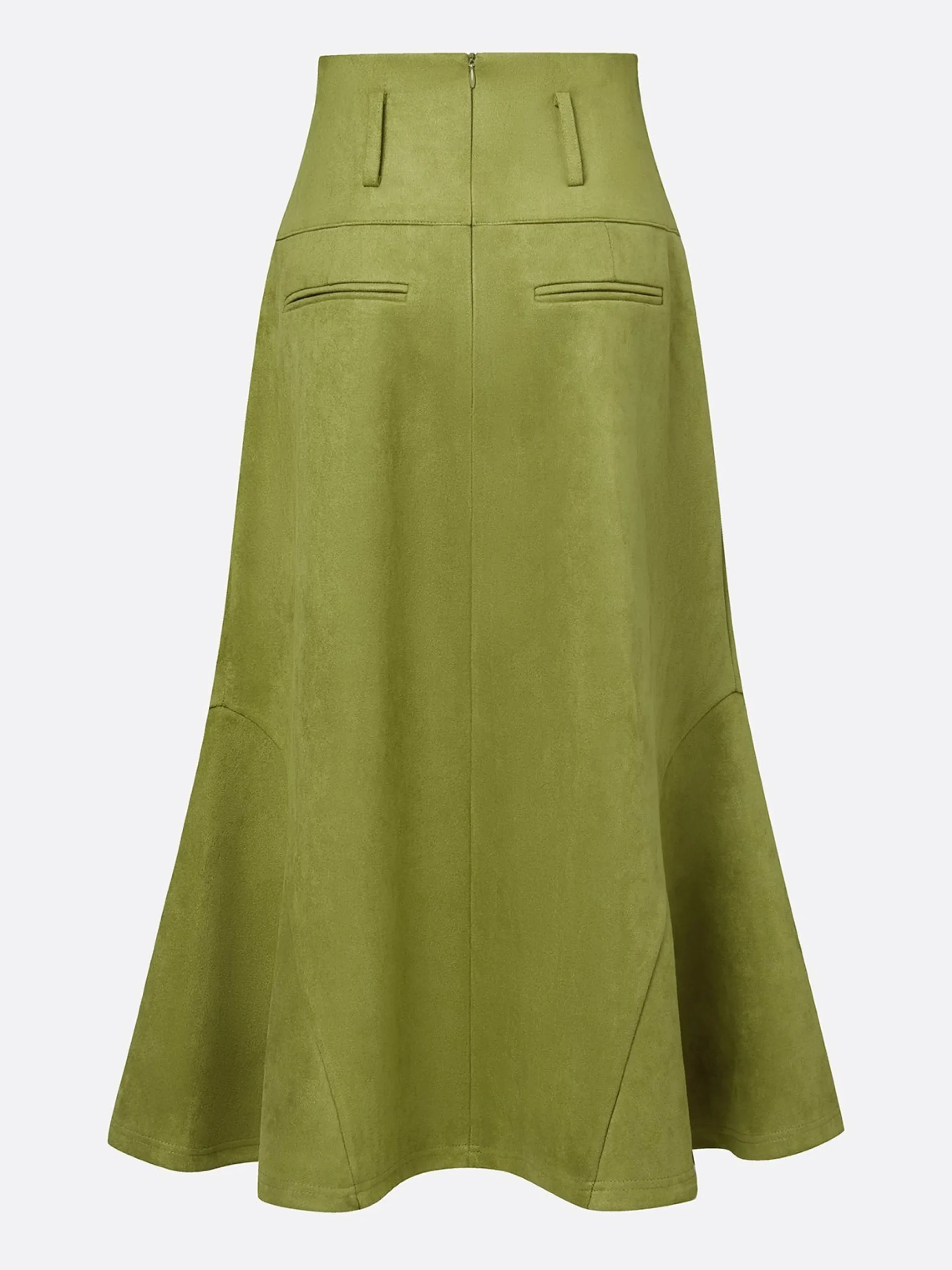Urban Plain Midi Faux Leather Skirt