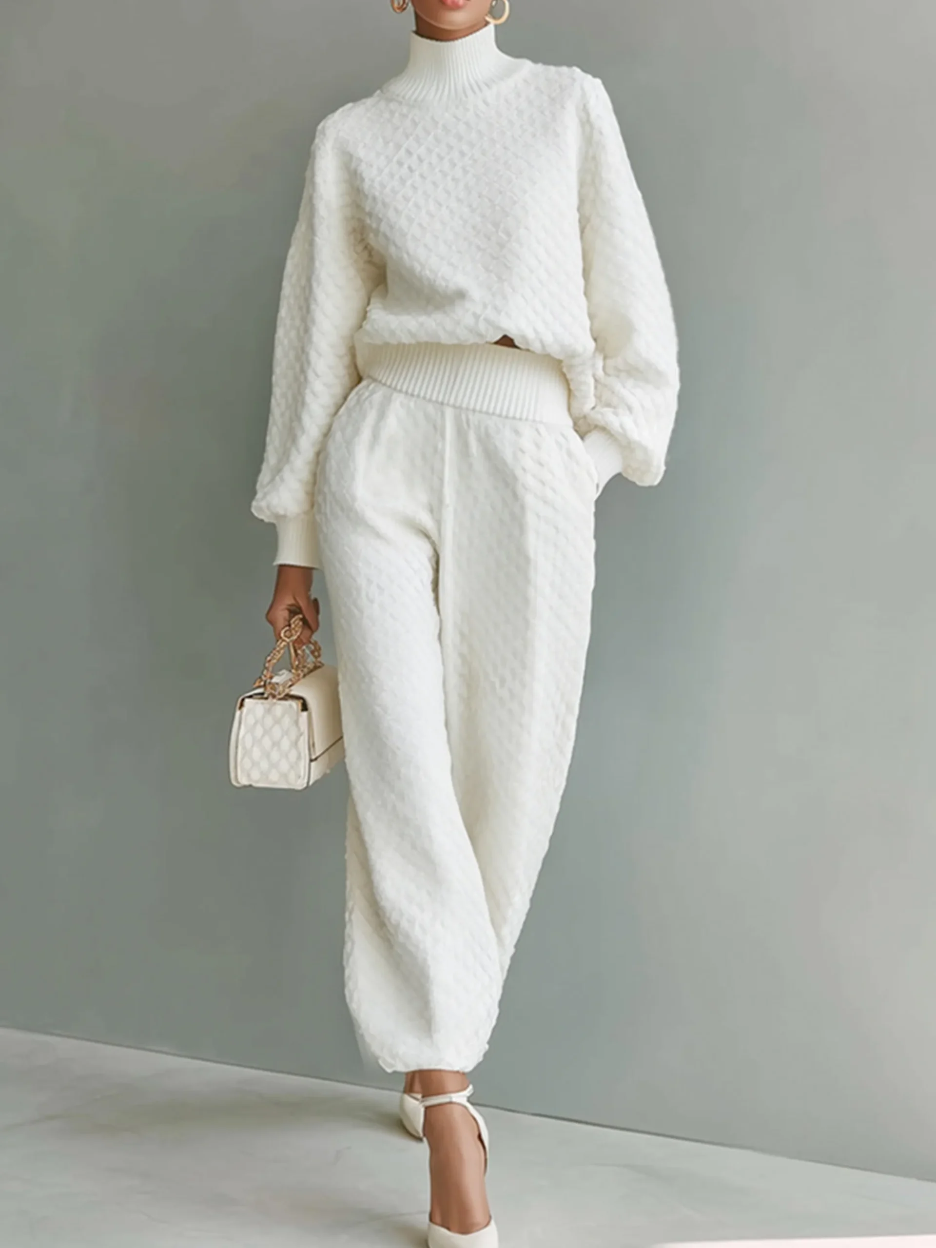Urban Plain Pockets Ankle Banded Sweater Pants