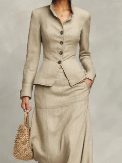 Urban Plain Shirt Collar Jacket