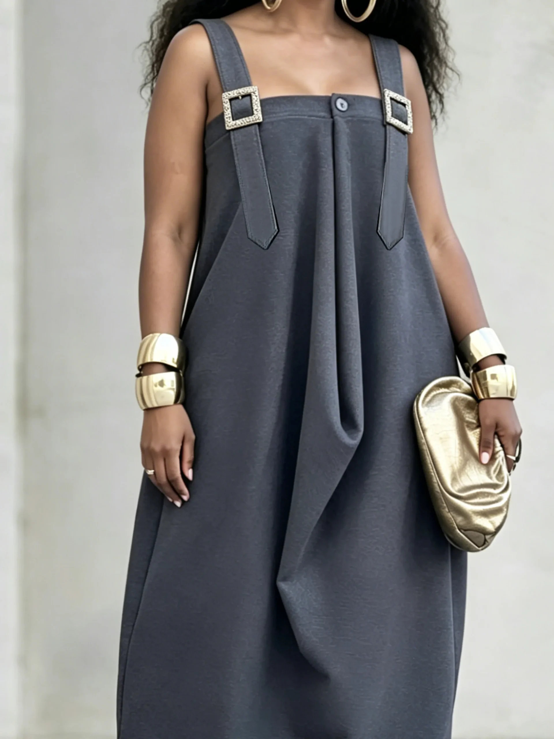 Urban Plain Square Neck Maxi Dress