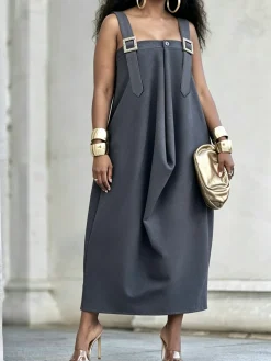 Urban Plain Square Neck Maxi Dress