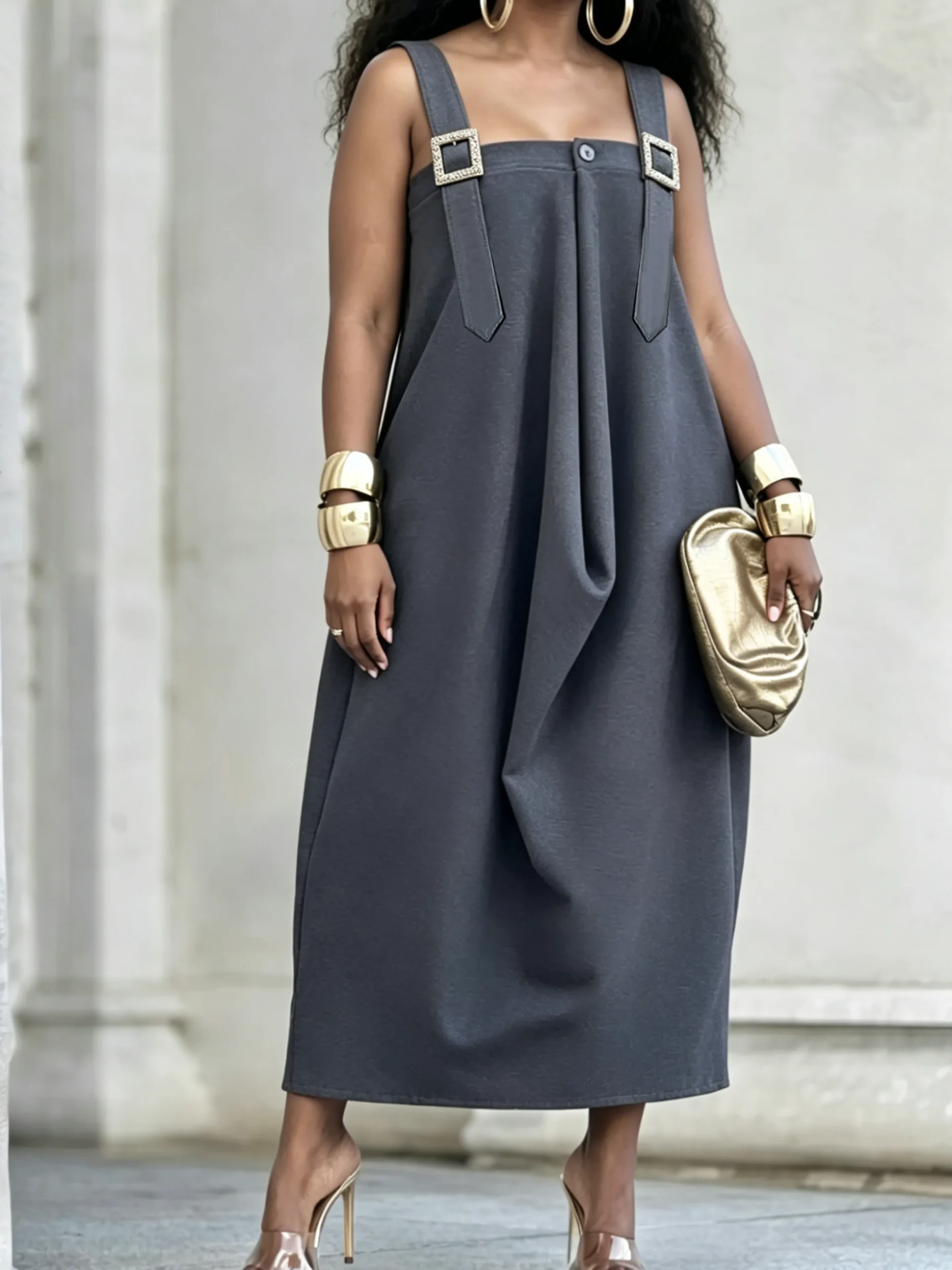 Urban Plain Square Neck Maxi Dress