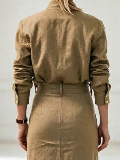 Urban Plain Stand Collar Cotton And Linen Jacket