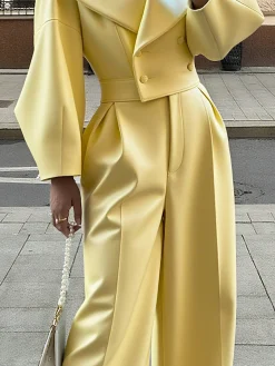 Urban Plain Wide Leg Faux Leather Pants