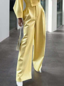 Urban Plain Wide Leg Faux Leather Pants