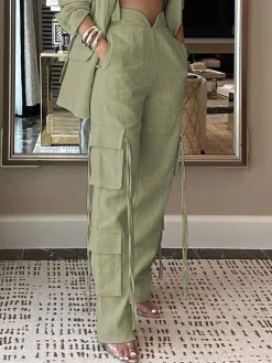 Urban Pocket Stitching Linen Cargo Pants