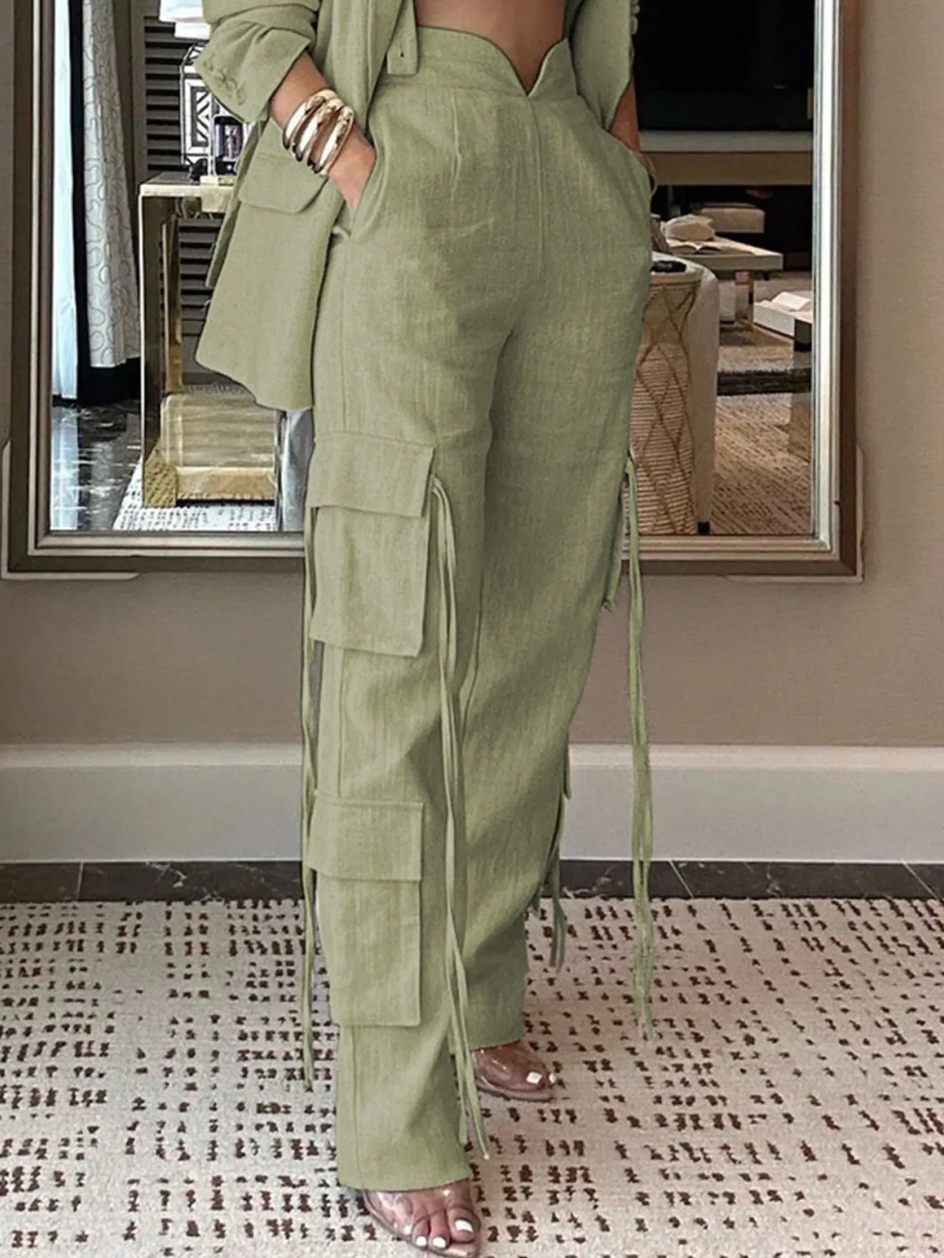 Urban Pocket Stitching Linen Cargo Pants