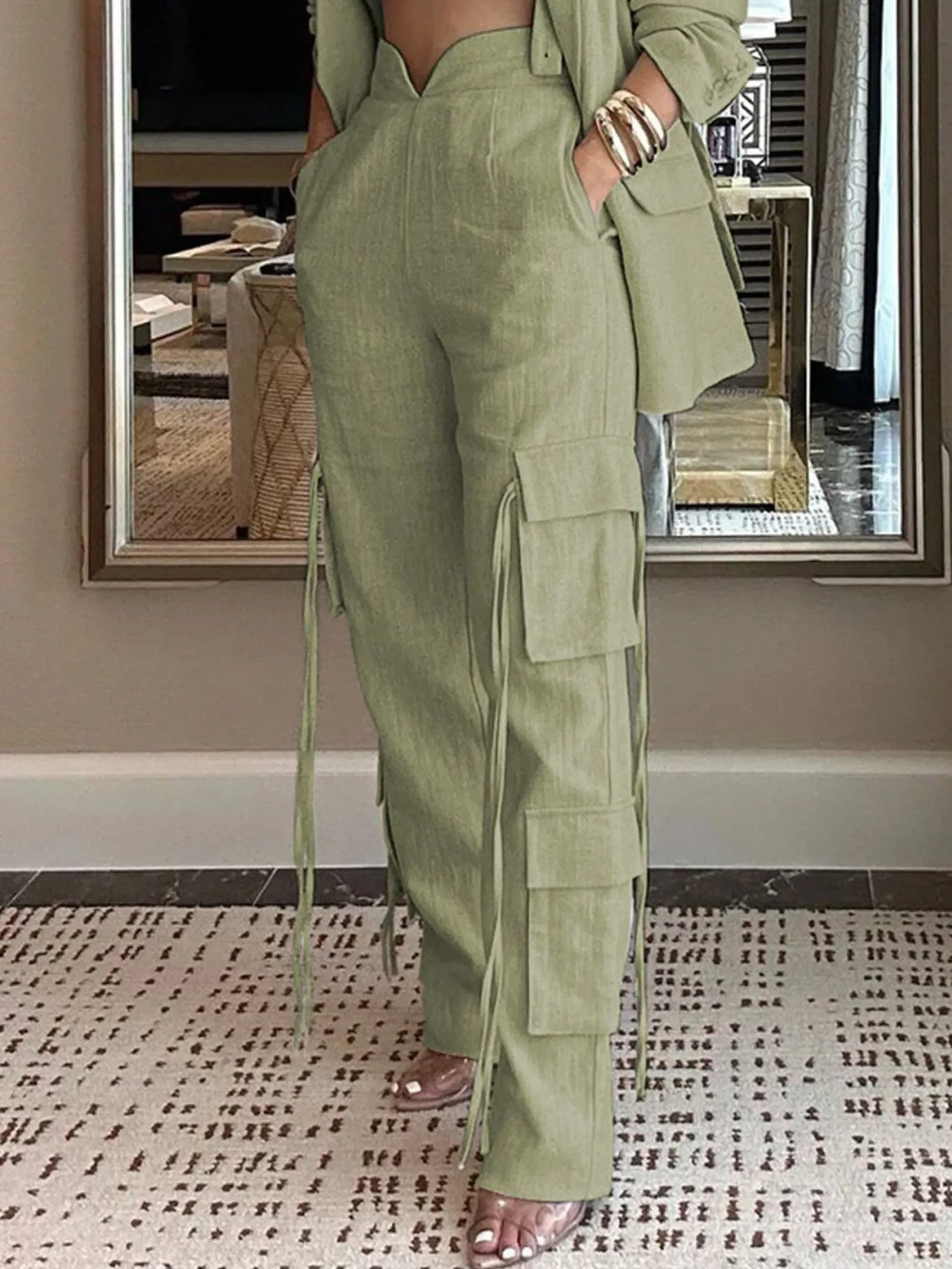 Urban Pocket Stitching Linen Cargo Pants
