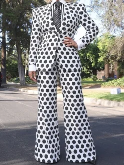 Urban Polka Dots Printing Flare Pants