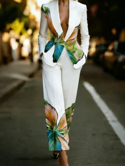 Urban Printing Floral Lapel Collar Blazer