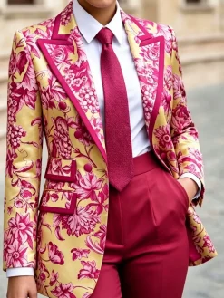 Urban Printing Floral Lapel Collar Blazer