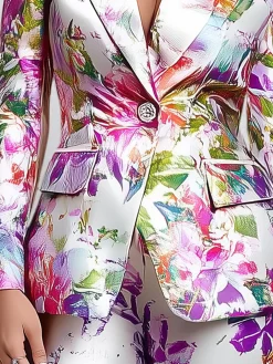 Urban Printing Floral Lapel Collar Blazer