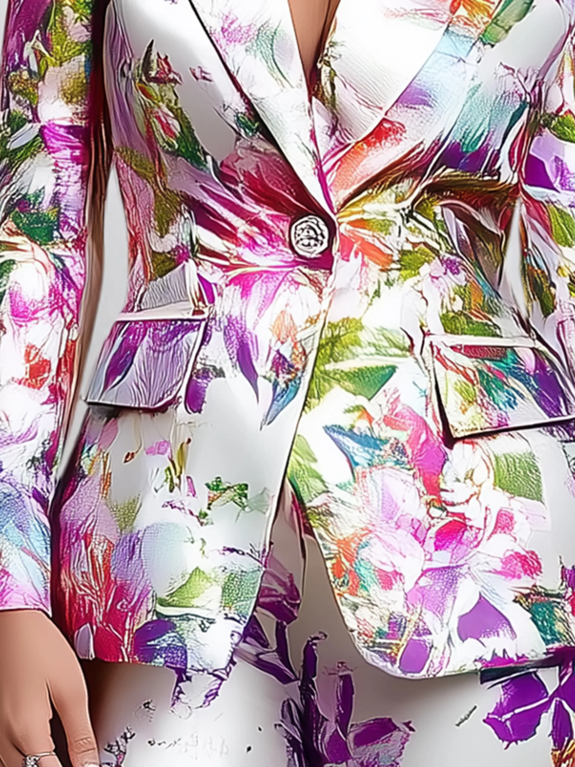 Urban Printing Floral Lapel Collar Blazer