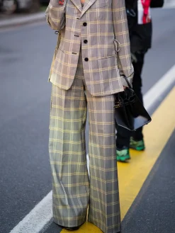 Urban Printing Plaid Lapel Collar Blazer With Belt