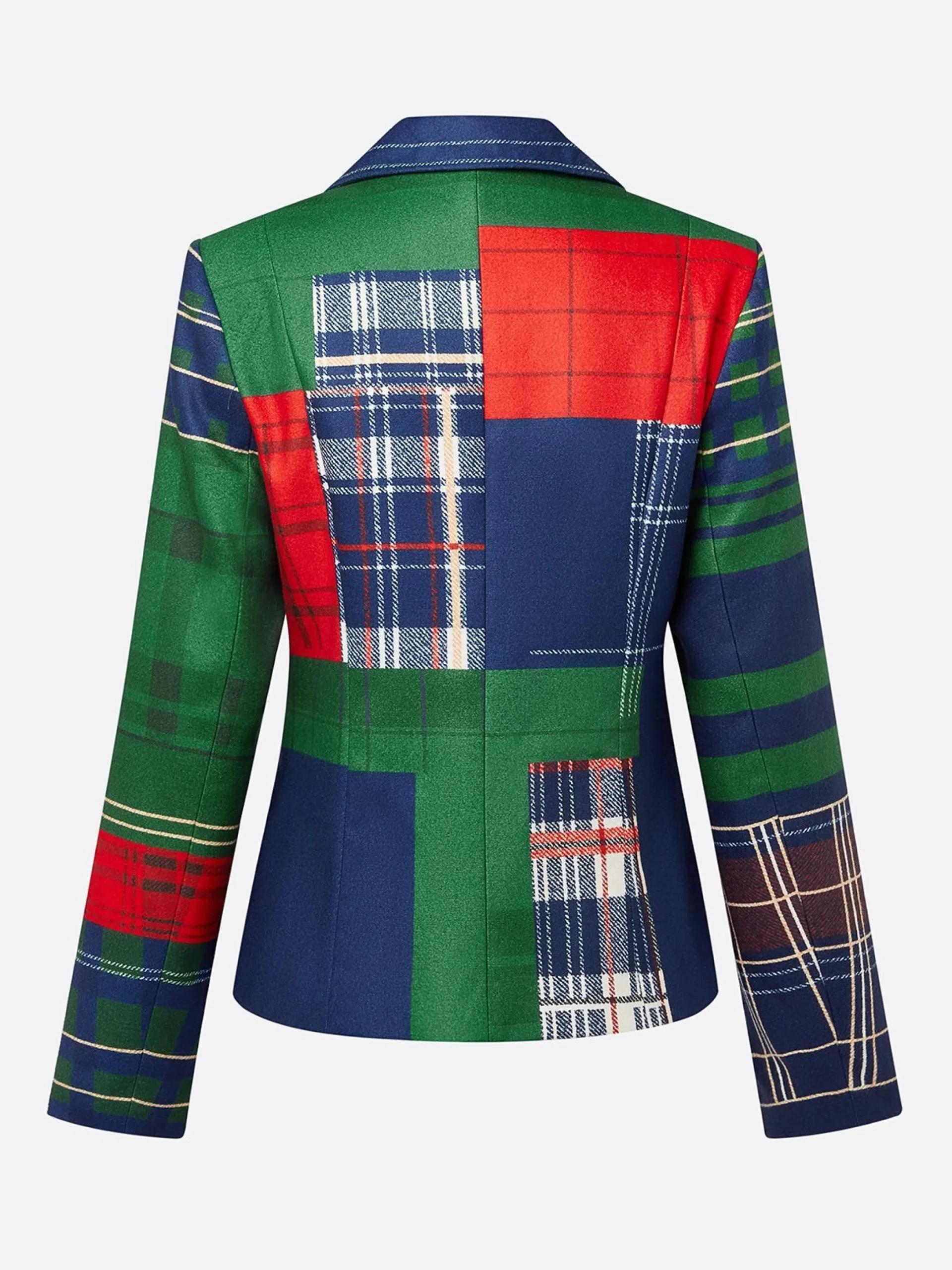 Urban Printing Plaid Lapel Collar Blazer