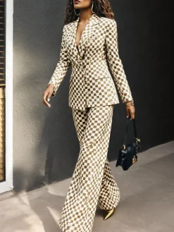 Urban Printing Plaid Tailored Lapel Blazer