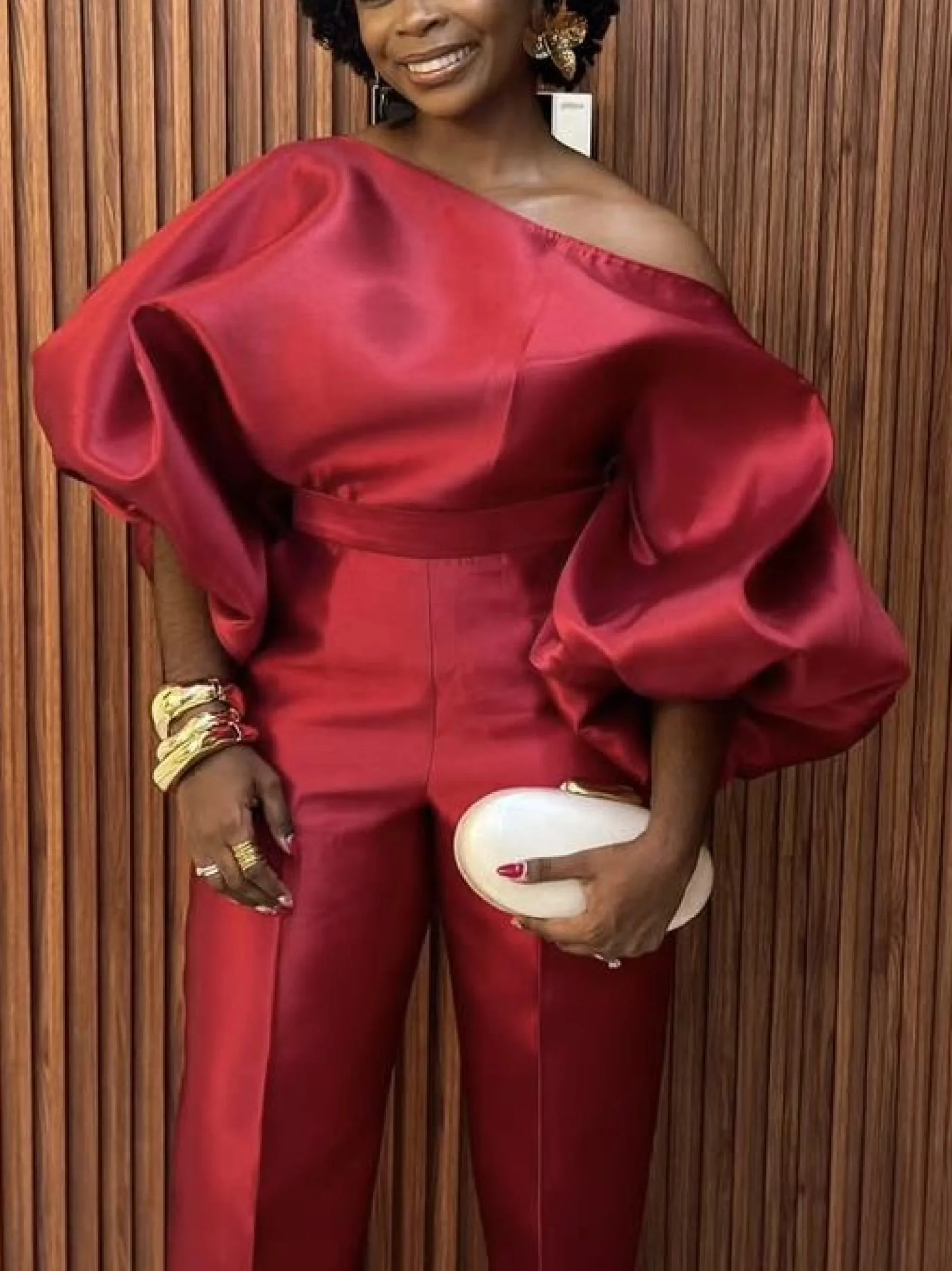 Urban Puff Sleeve Plain Asymmetrical Jumpsuit