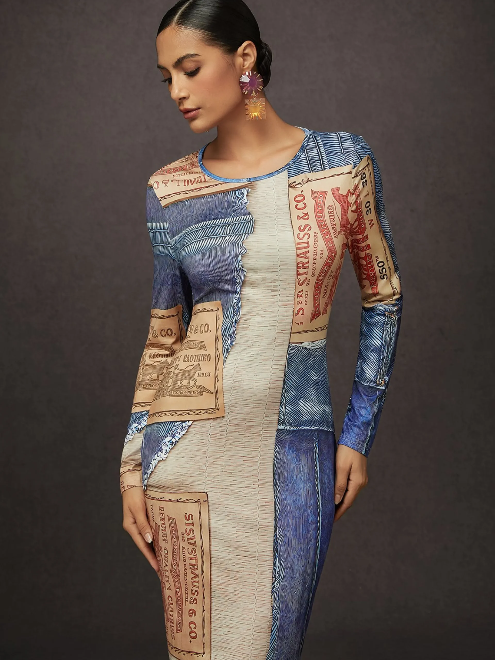 Urban Random Print Midi Dress
