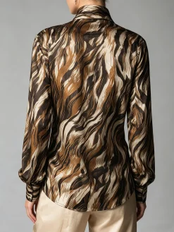 Urban Random Print Printing Stand Collar Blouse