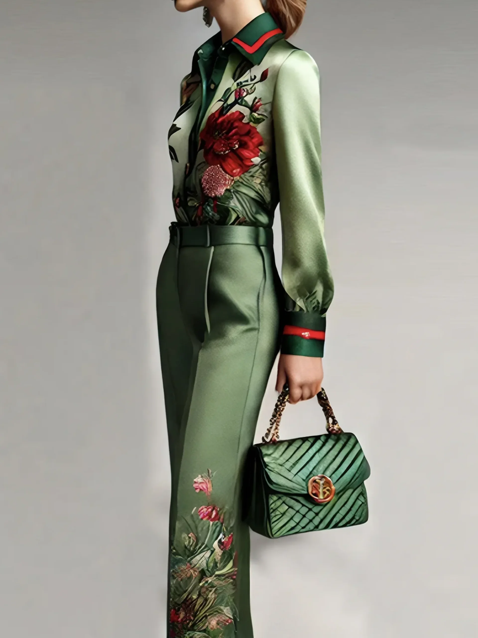 Urban Satin Floral Straight Pants