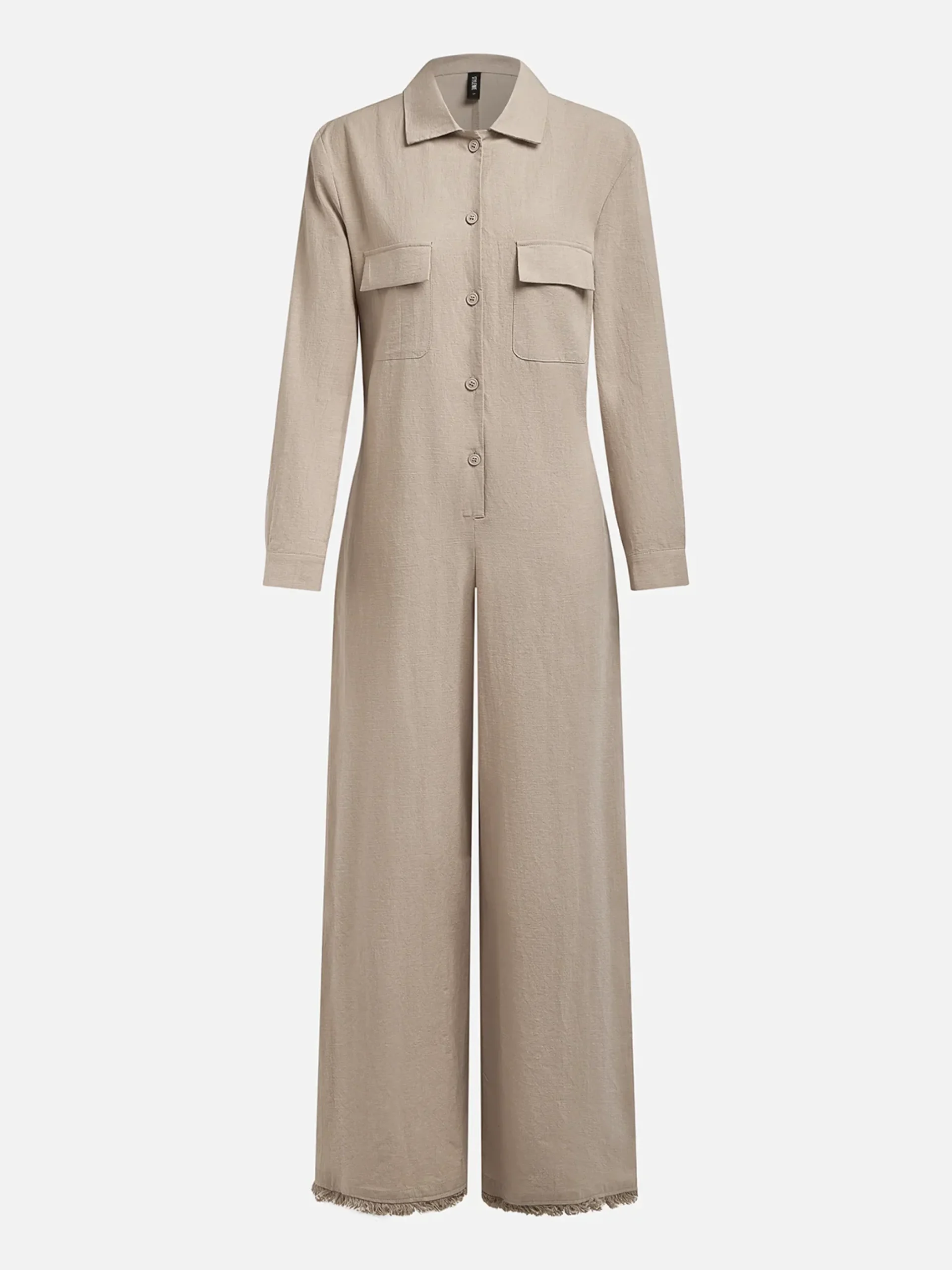 Urban Shawl Collar Long Sleeve Loose Linen Jumpsuit