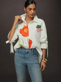 Urban Shirt Collar Floral Loose Blouse