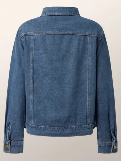 Urban Shirt Collar Pockets Long Sleeve Denim Coat